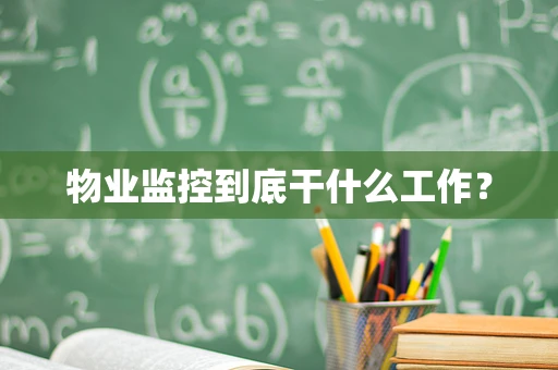 物业监控到底干什么工作？