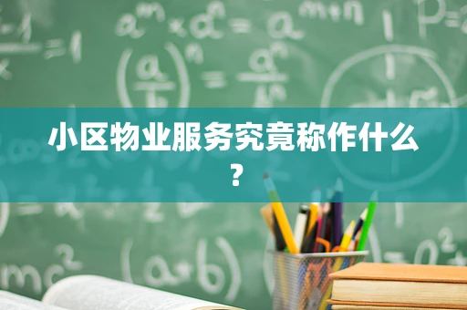 小区物业服务究竟称作什么？