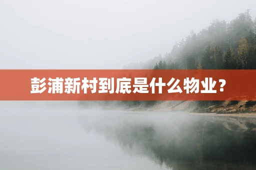 彭浦新村到底是什么物业？