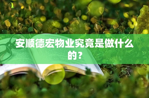 安顺德宏物业究竟是做什么的？