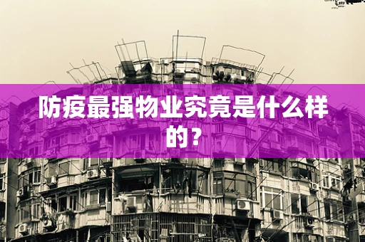 防疫最强物业究竟是什么样的？