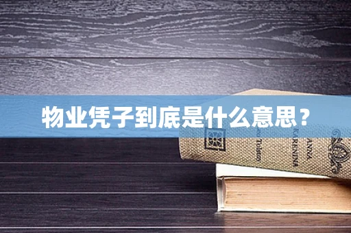 物业凭子到底是什么意思？