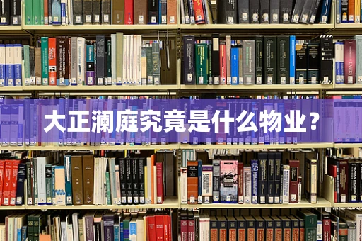 大正澜庭究竟是什么物业？