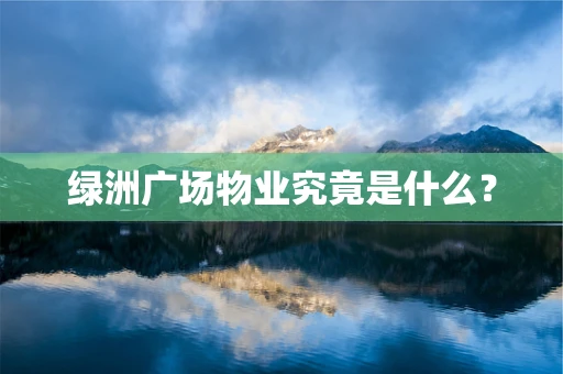 绿洲广场物业究竟是什么？