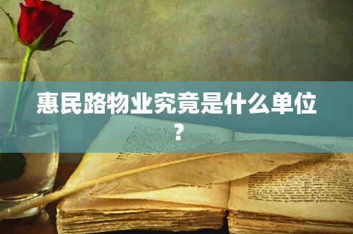 惠民路物业究竟是什么单位？