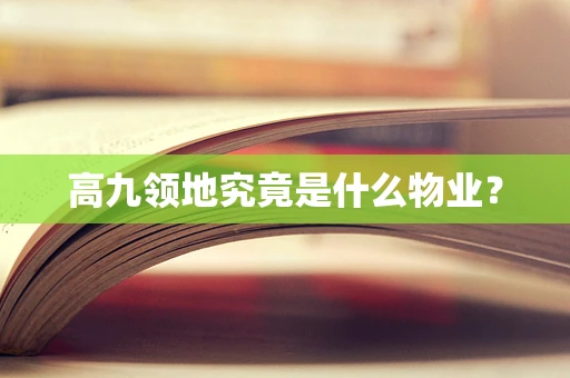 高九领地究竟是什么物业？