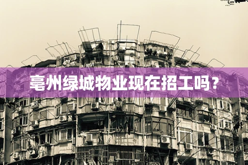亳州绿城物业现在招工吗？