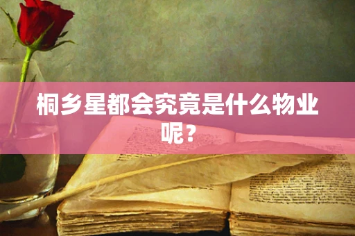 桐乡星都会究竟是什么物业呢？