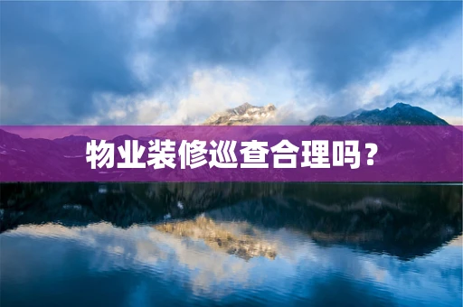 物业装修巡查合理吗？