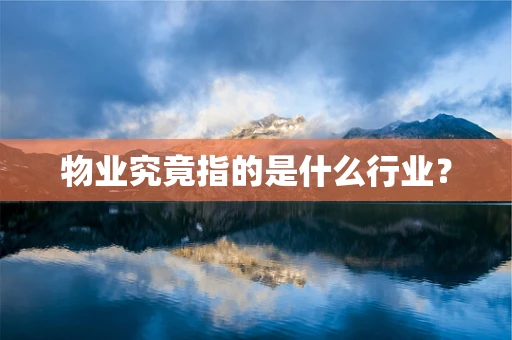 物业究竟指的是什么行业？